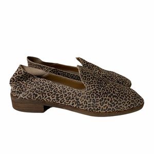 Lucky Brand Cahill Suede Leather Animal Print Slip On Loafer Flats Brown Black